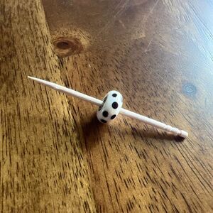 Trollbeads 925 Glass White With Black Dots Single Bead Charm